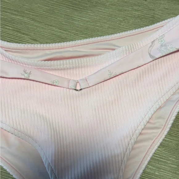 Frankie's Bikinis Light Pink Thea Ribbed One-Piece Cutout Swimsuit in Aurora - Picture 7 of 9